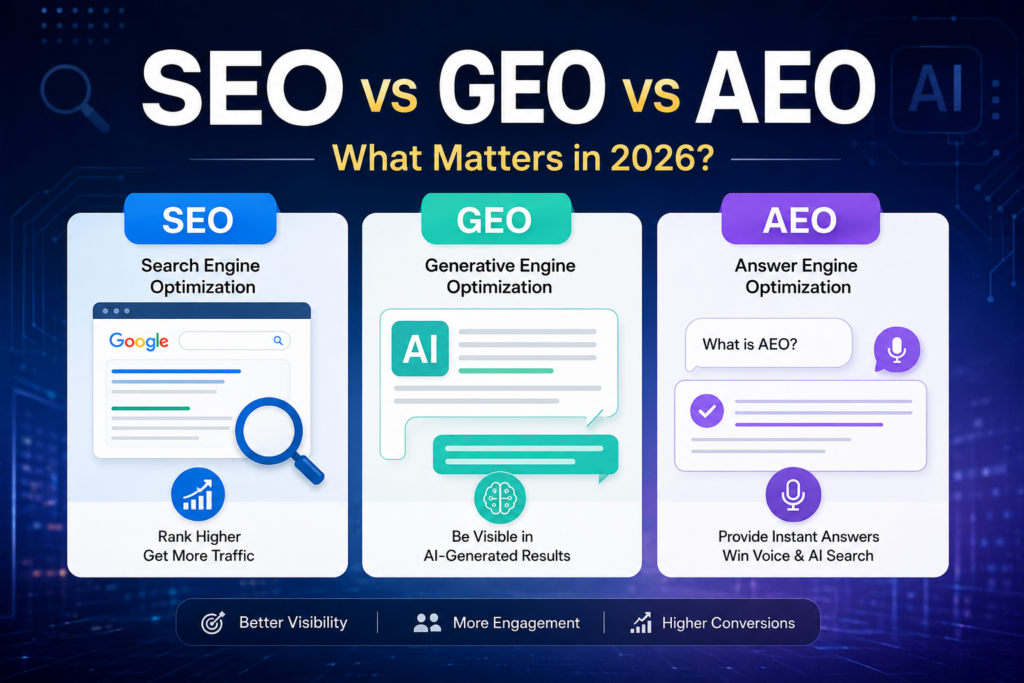 SEO vs GEO vs AEO